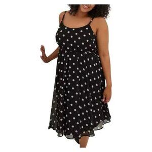 torrid Polka Dot Black Midi Dress Spaghetti Straps Flowy Silhouette NWT